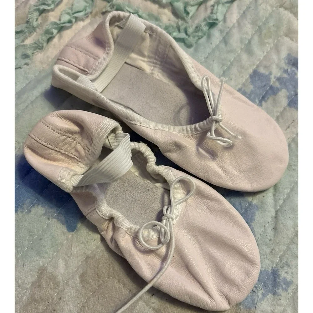 NEW Bloch Dancewear Girls White‎ Genuine Leather Ballet Slippers, Size 12